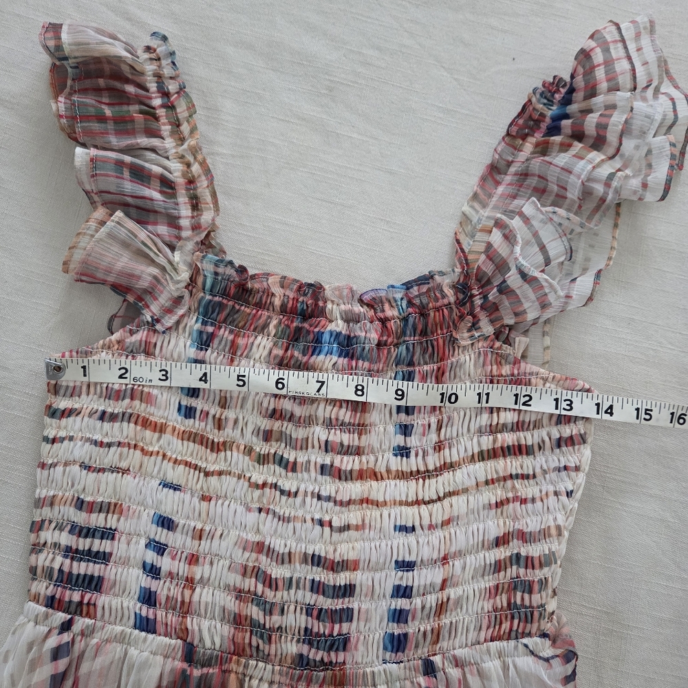 Greylin Plaid Ruffle Sleeve Dress Rouching Womens Small - Picture 10 of 13